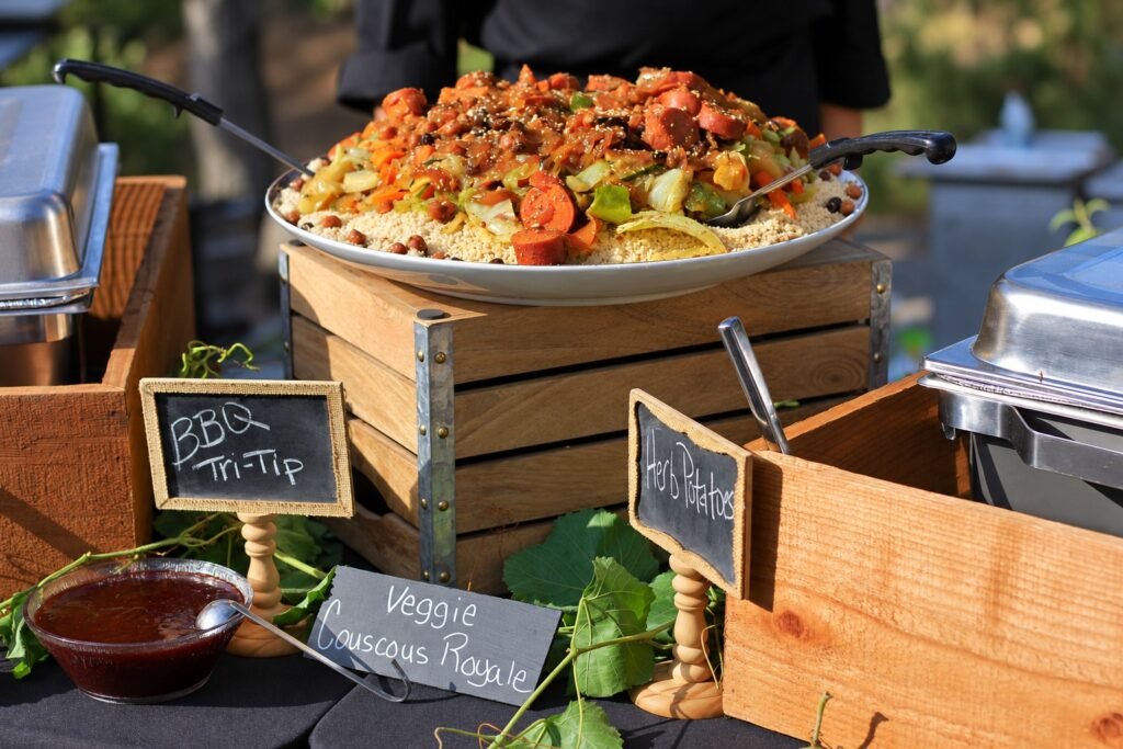 Vegetable couscous on a wedding buffet